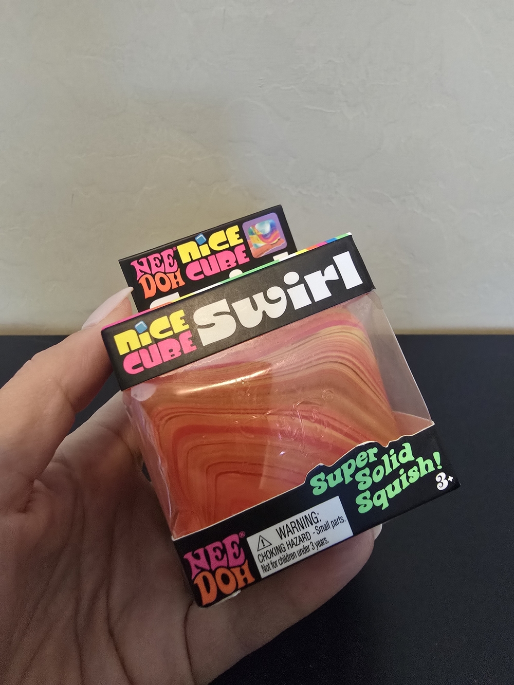 Authentic Needoh Cube Swirl Super Solid Squish - Orange Swirl
